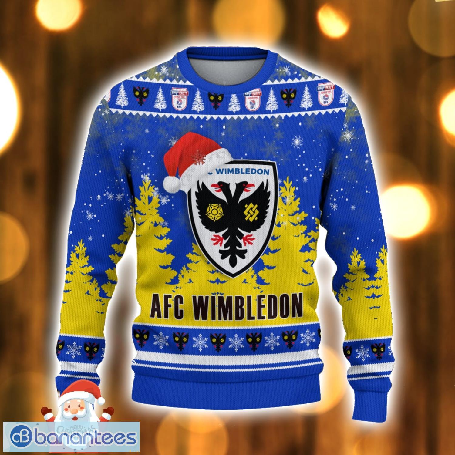 afc wimbledon ugly christmas sweater holiday gift ideas for men and women 1 image AFC Wimbledon Ugly Christmas Sweater Holiday Gift Ideas For Men And Women Product Photo 2