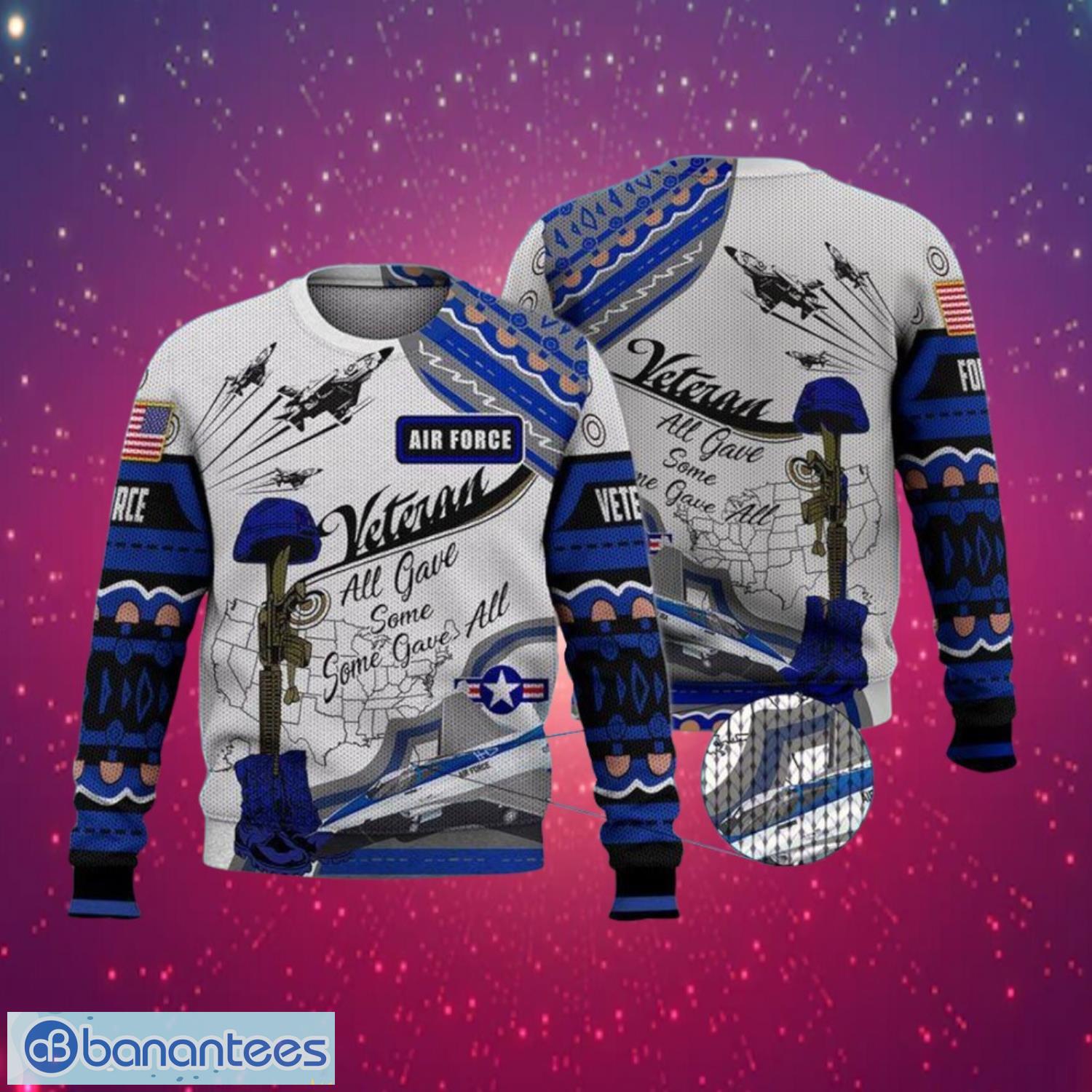 airforce veteran all gave gifts ugly christmas sweater print full image Airforce Veteran All Gave Gifts Ugly Christmas Sweater Print Full Product Photo 1