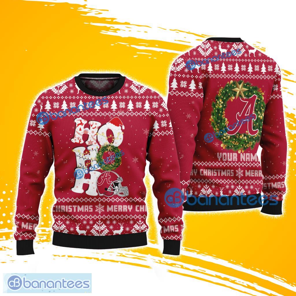 alabama crimson tide ncaa ho ho ho merry christmas ugly sweater gift for fans image Alabama Crimson Tide NCAA Ho Ho Ho Merry Christmas Ugly Sweater Gift For Fans Product Photo 1
