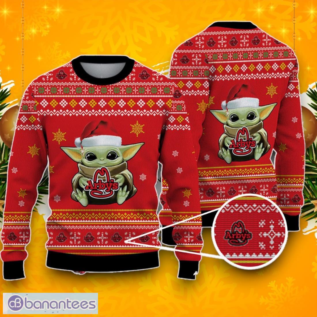 arbys baby yoda ugly christmas sweater best gift ideas 2024 for fans image Arby's Baby Yoda Ugly Christmas Sweater, Best Gift Ideas 2024 For Fans Product Photo