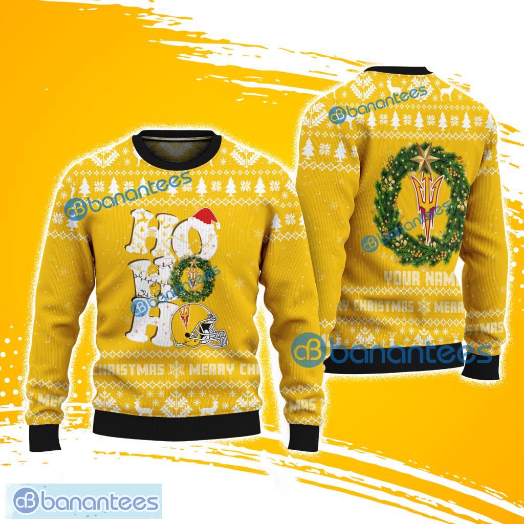 arizona state ncaa ho ho ho merry christmas ugly sweater gift for fans image Arizona State NCAA Ho Ho Ho Merry Christmas Ugly Sweater Gift For Fans Product Photo 1