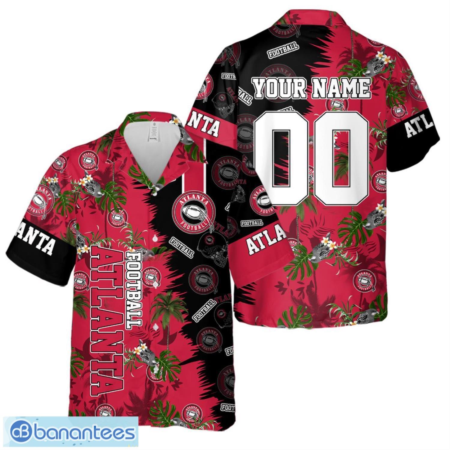 atlanta football team hawaiian shirt and shorts custom name number tropical style hawaiian shirt image Atlanta Football Team Hawaiian Shirt And Shorts Custom Name Number Tropical Style Hawaiian Shirt Product Photo 1