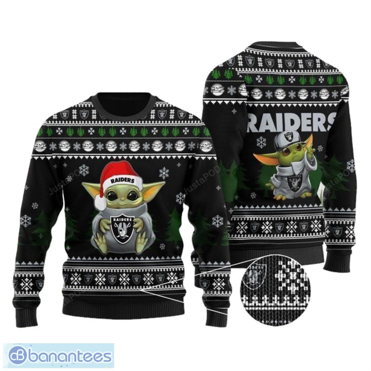 baby yoda oakland raiders all over print sweater image Baby Yoda Oakland Raiders All Over Print Sweater Product Photo 1