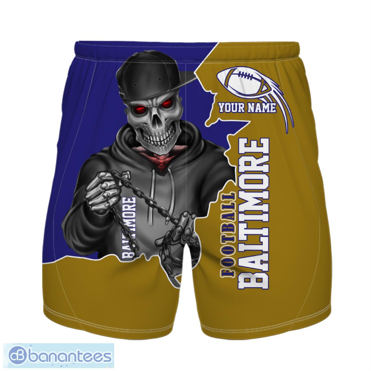 baltimore football team hawaiian shirt and shorts personalized name and number for fans 1 image Baltimore Football Team Hawaiian Shirt And Shorts Personalized Name And Number For Fans Product Photo 2