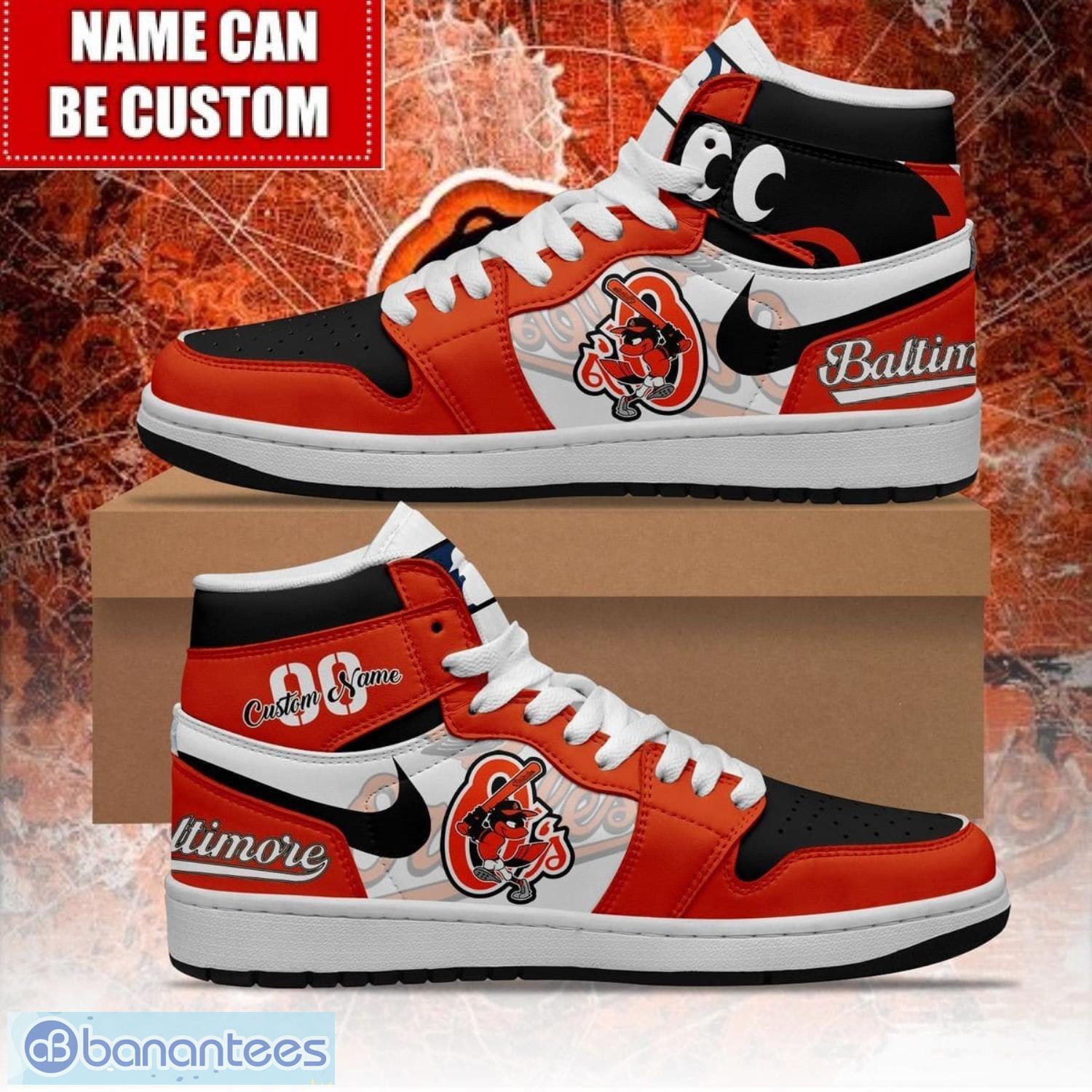 baltimore orioles custom name number limited air jordan hightop shoes jd1 sneakers image Baltimore Orioles Custom Name Number Limited Air Jordan Hightop Shoes JD1 Sneakers Product Photo 1