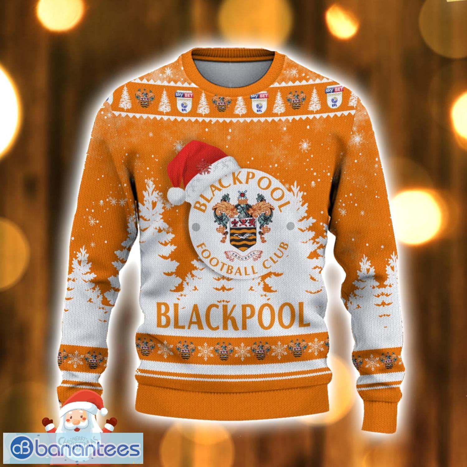 blackpool fc ugly christmas sweater holiday gift ideas for men and women 1 image Blackpool F.C Ugly Christmas Sweater Holiday Gift Ideas For Men And Women Product Photo 2
