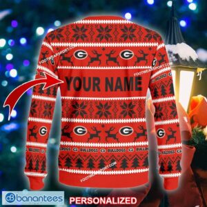 NEW Savior Georgia Bulldogs Knitted Christmas Sweater Gift For Adult Custom Name - NCAA Georgia Bulldogs Ugly Christmas Sweater For Men And Women Photo 2