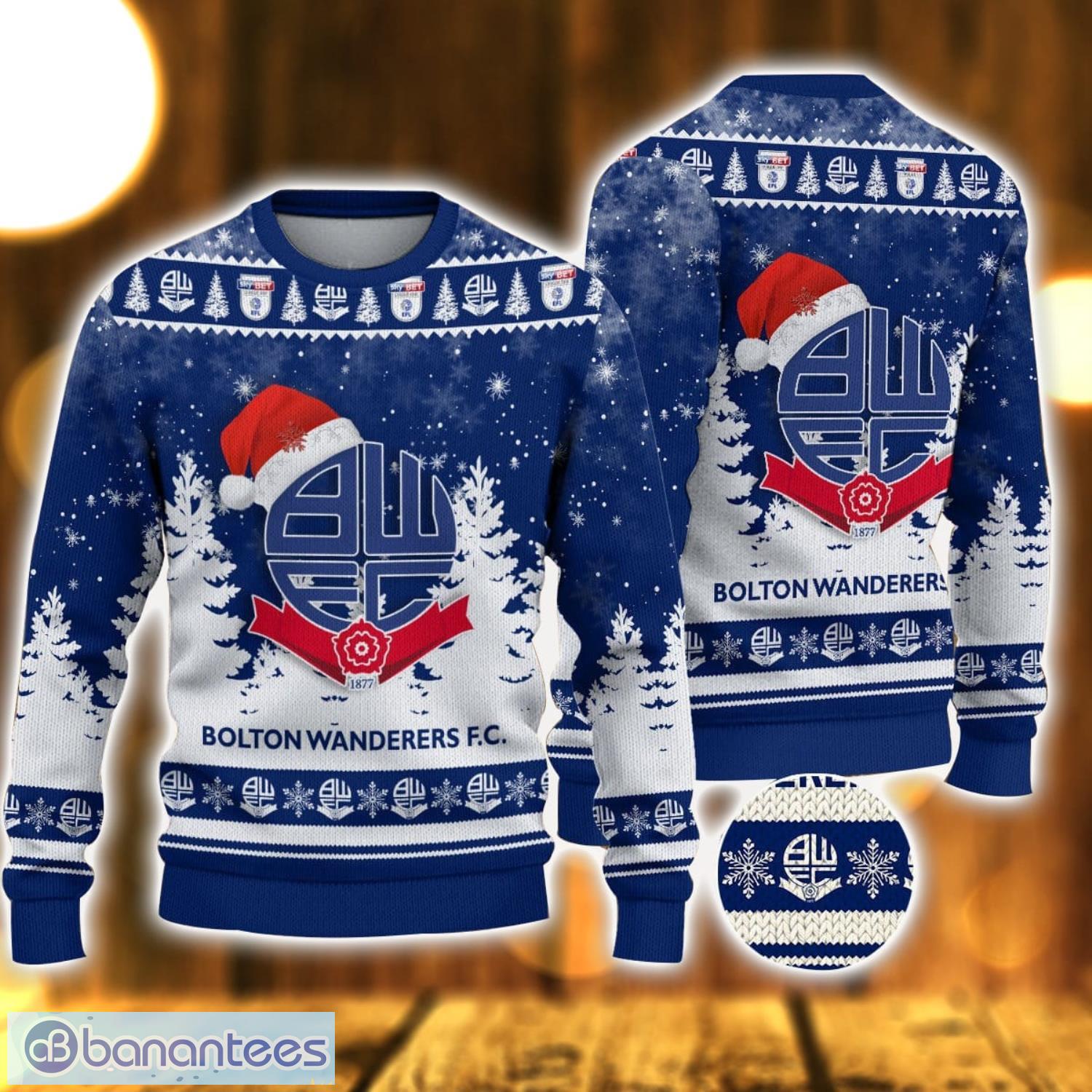 bolton wanderers ugly christmas sweater holiday gift ideas for men and women image Bolton Wanderers Ugly Christmas Sweater Holiday Gift Ideas For Men And Women Product Photo 1