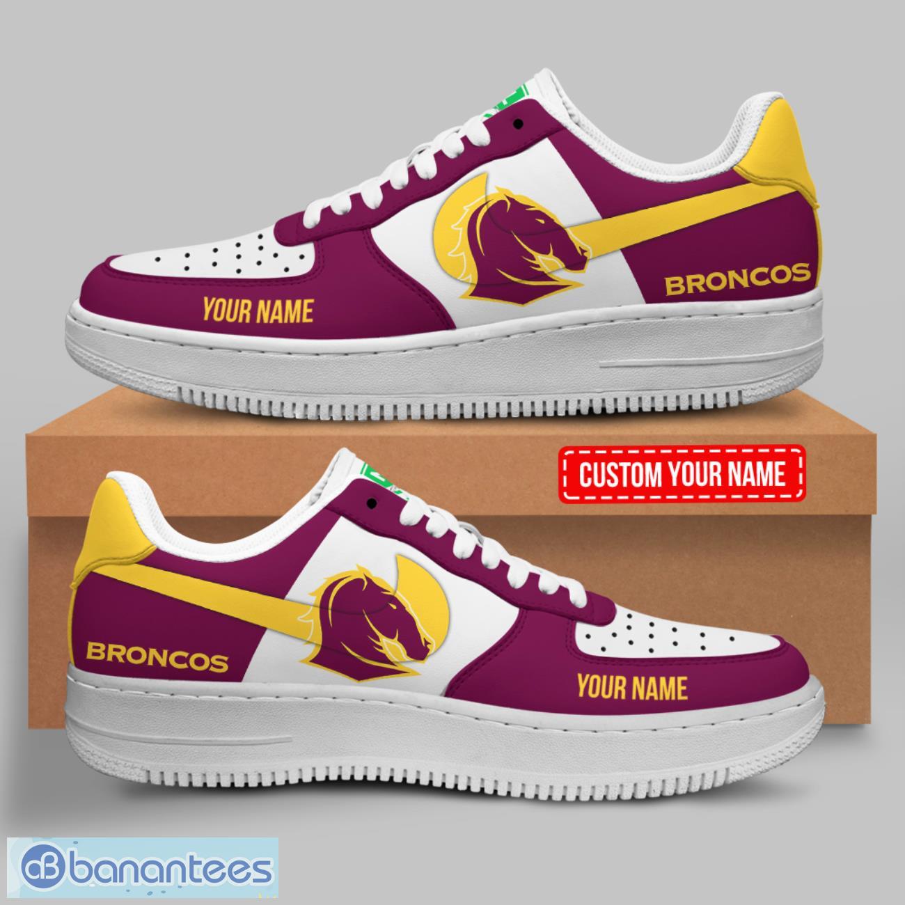 brisbane broncos custom name personalized nrl air force 1 shoes for fans image Brisbane Broncos Custom Name Personalized NRL Air Force 1 Shoes For Fans Product Photo 1