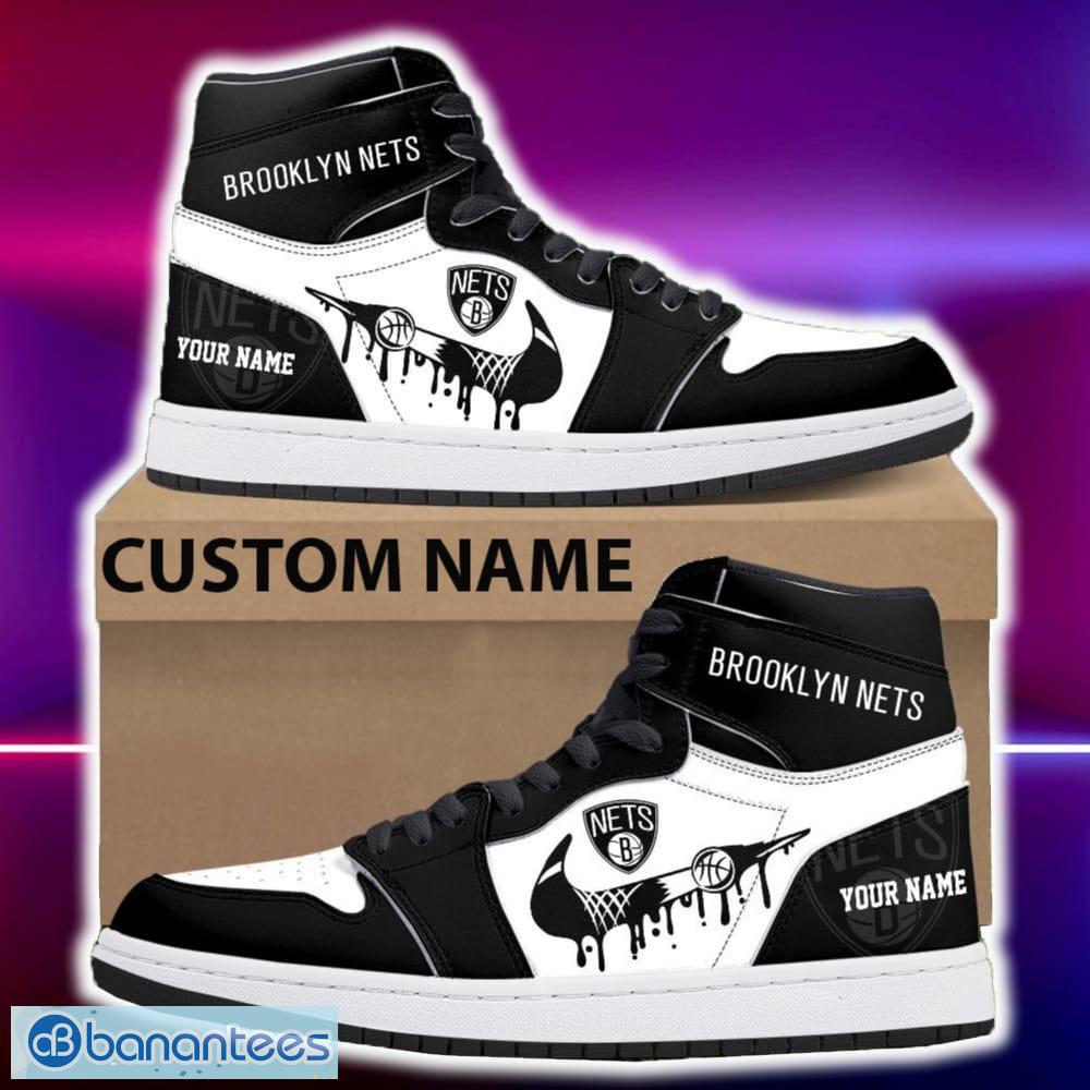 brooklyn nets air jordan hightop shoes new custom name for fans gift sneaker image Brooklyn Nets Air Jordan Hightop Shoes New Custom Name For Fans Gift Sneaker - Brooklyn Nets Air Jordan Hightop Shoes Photo 4