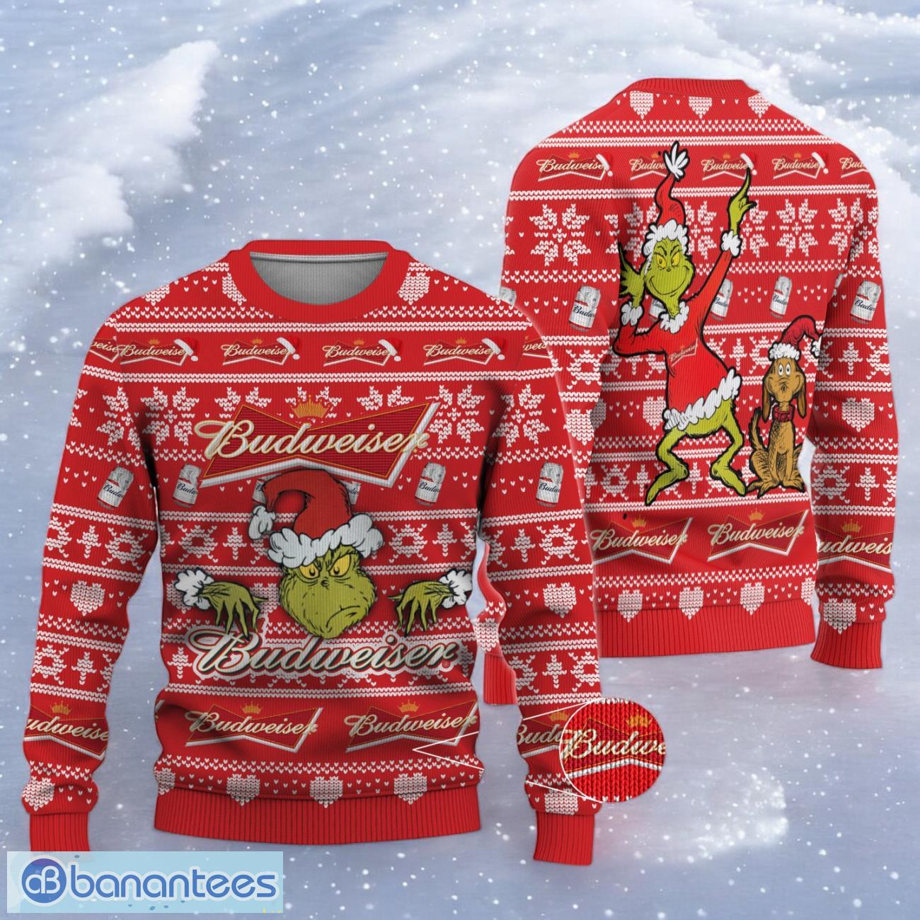 budweiser grinch ugly sweater christmas gift for fans image Budweiser Grinch Ugly Sweater Christmas Gift For Fans Product Photo 1