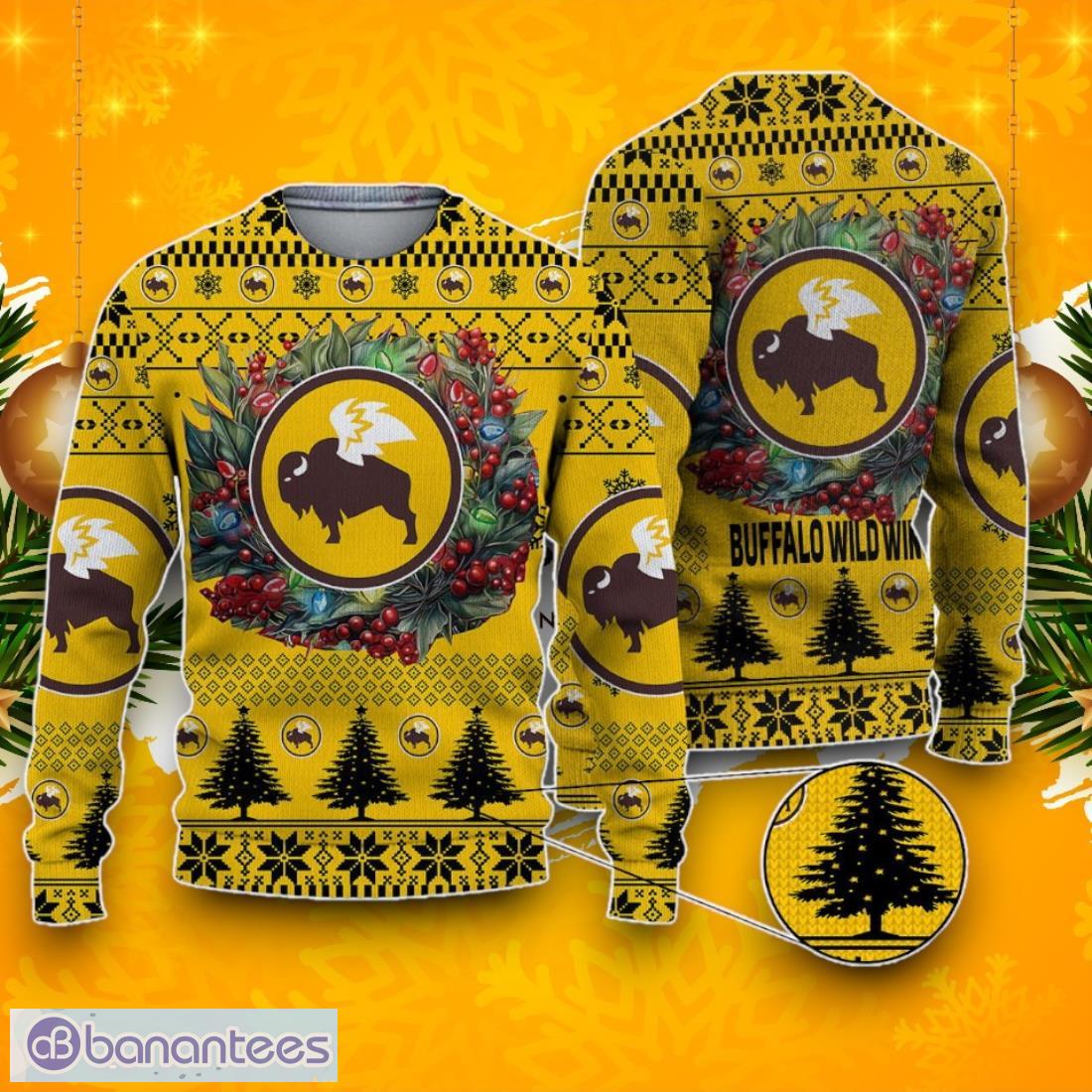 buffalo wild wings ugly christmas sweater gift for christmas image Buffalo Wild Wings Ugly Christmas Sweater Gift For Christmas Product Photo 1