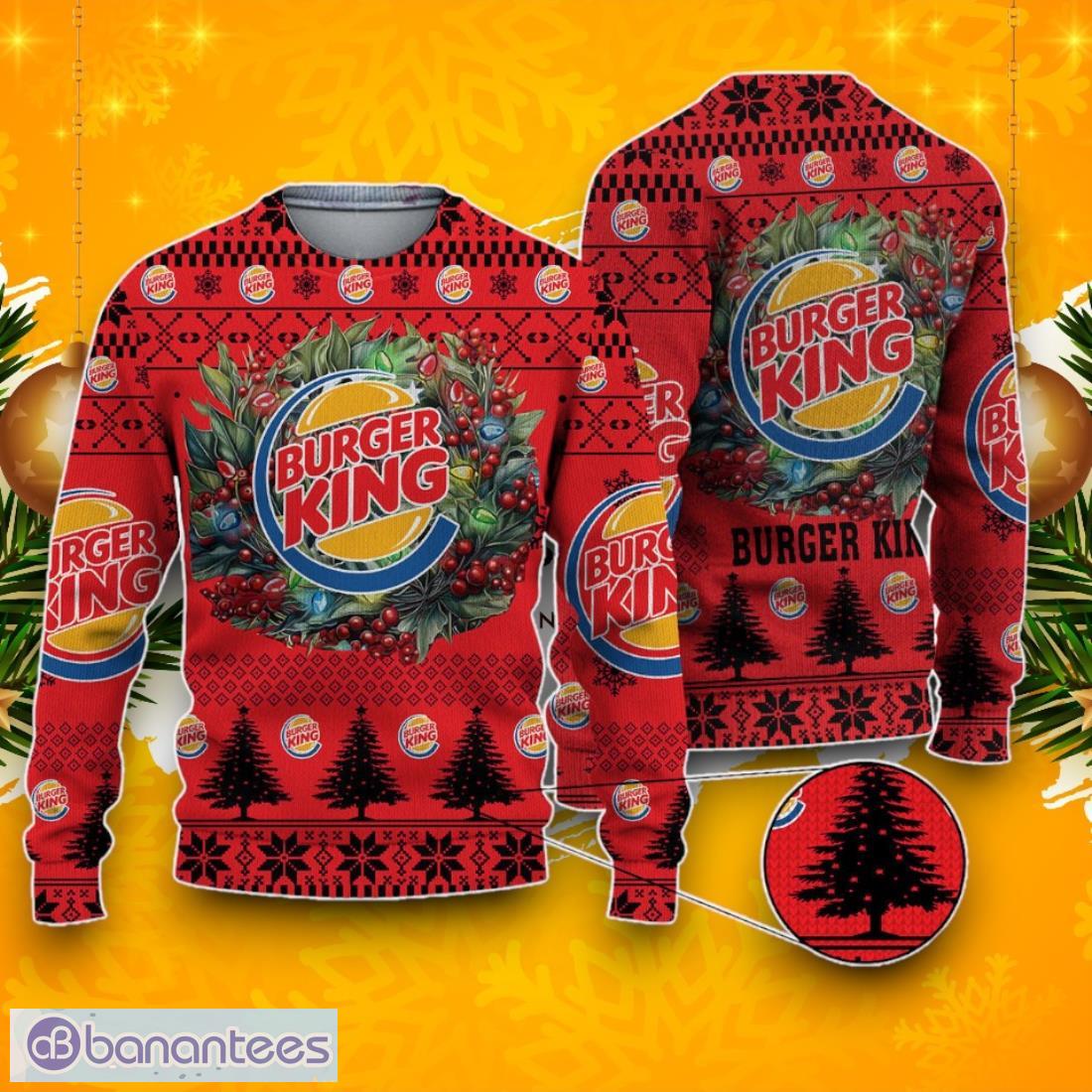burger king ugly christmas sweater gift for christmas image Burger King Ugly Christmas Sweater Gift For Christmas Product Photo 1