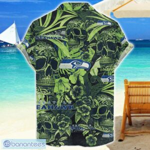 Seattle Seahawks Flower and Skull Hawaiian Shirt NFL Team Halloween Shirt Product Photo 2