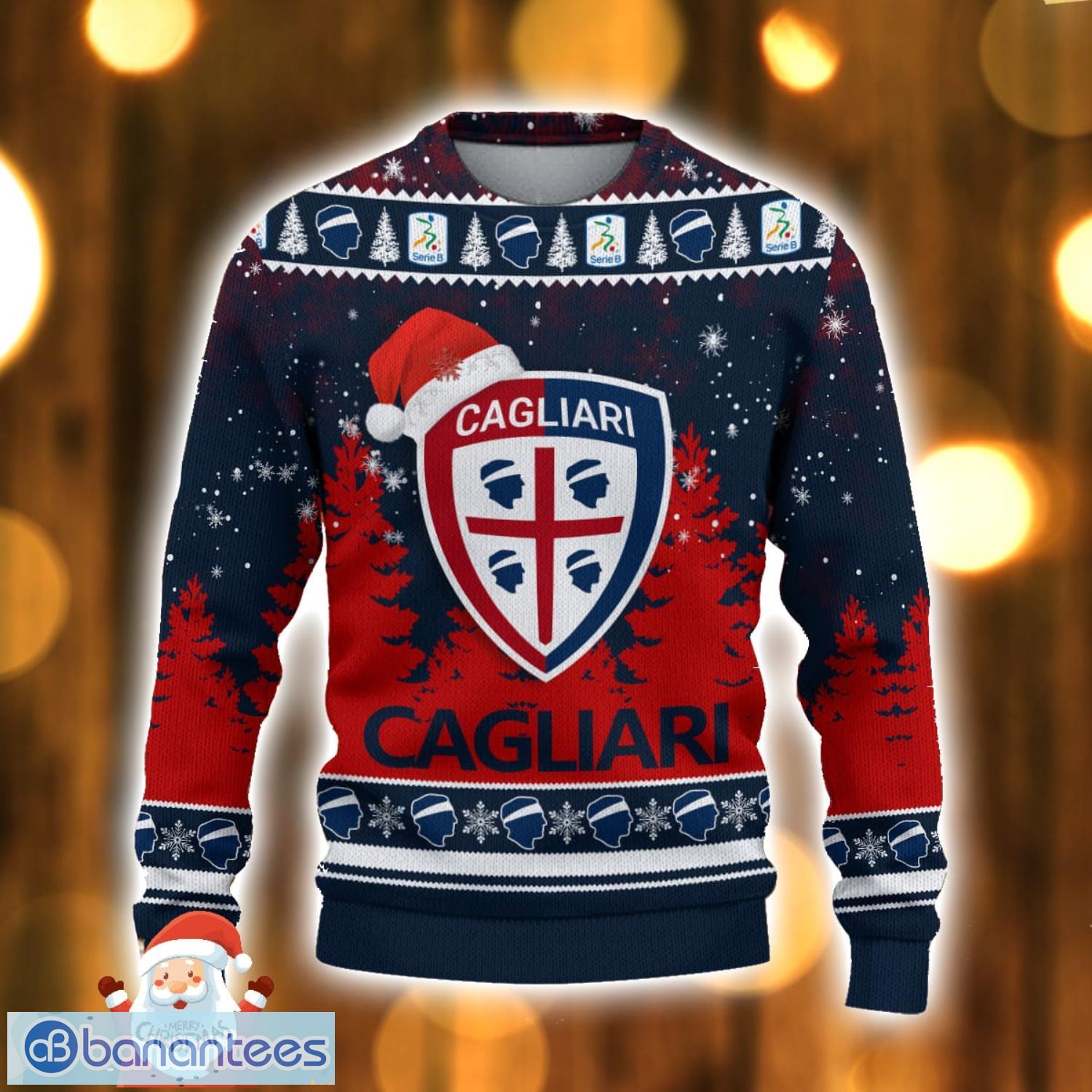 cagliari calcio ugly christmas sweater holiday gift ideas for men and women 1 image Cagliari Calcio Ugly Christmas Sweater Holiday Gift Ideas For Men And Women Product Photo 2