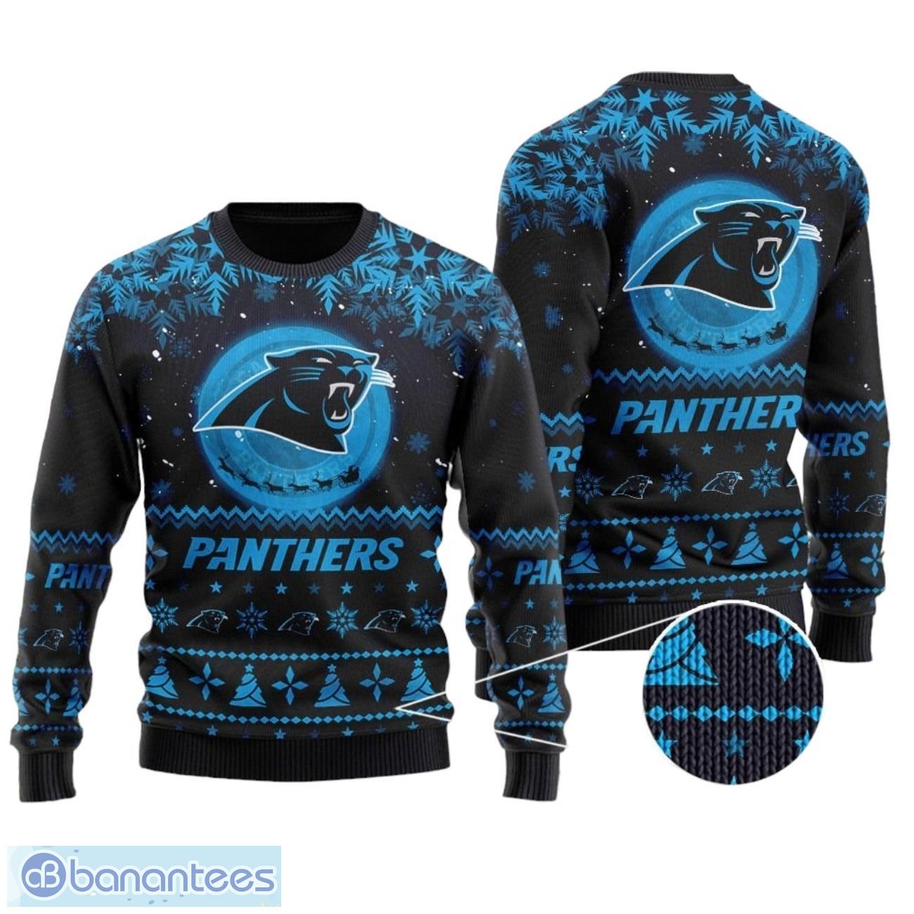 carolina panthers santa claus in the moon all over print sweater image Carolina Panthers Santa Claus In The Moon All Over Print Sweater Product Photo 1
