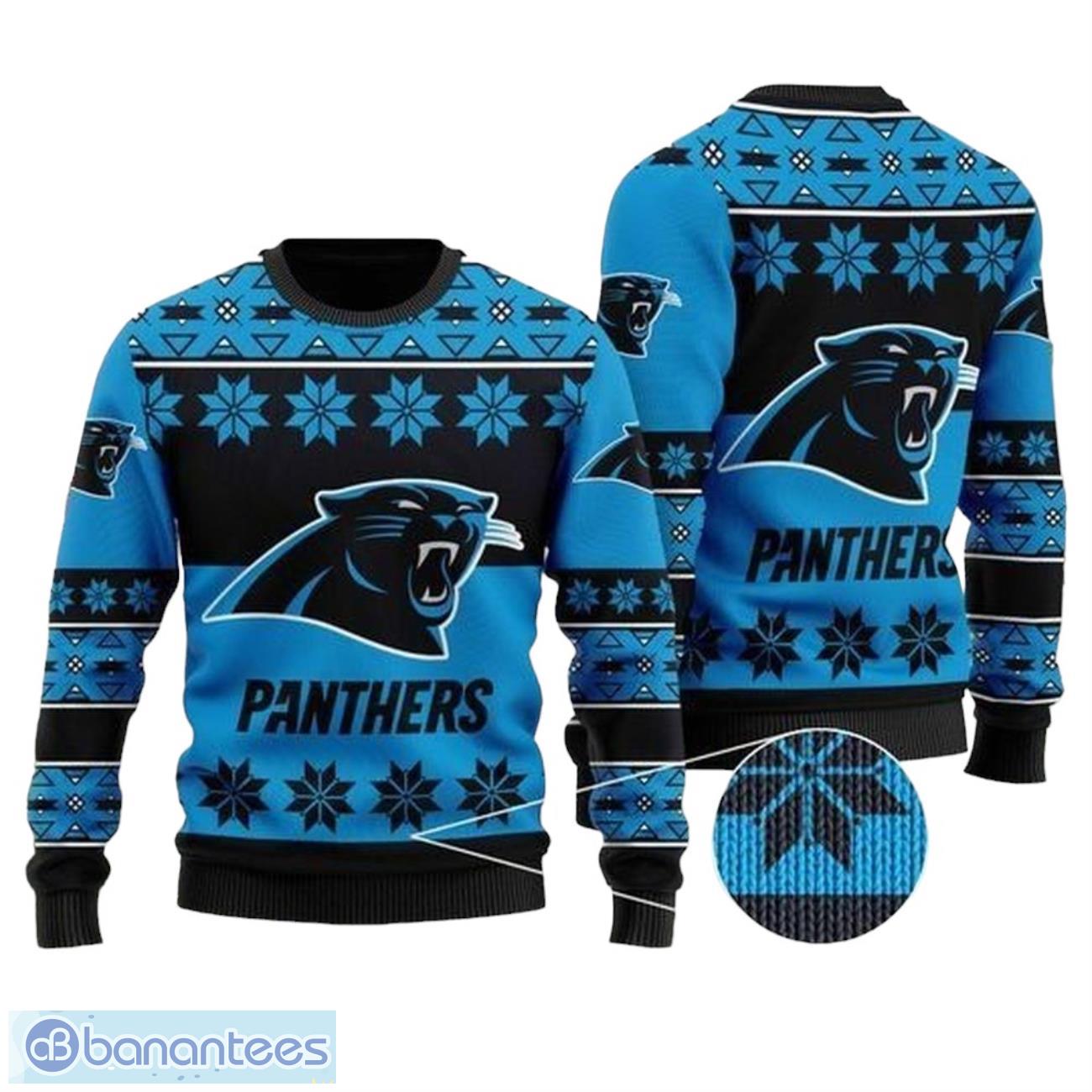 carolina panthers sweater shirt christmas for fans all over print sweater image Carolina Panthers Sweater Shirt Christmas For Fans All Over Print Sweater Product Photo 1