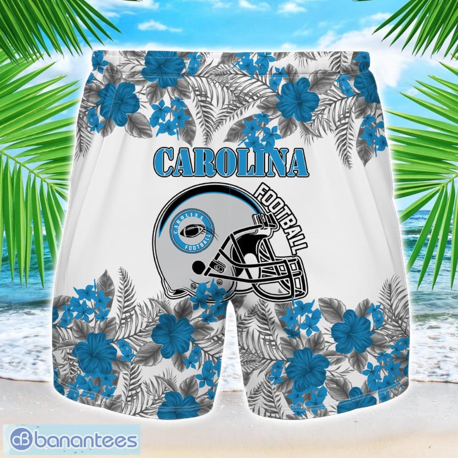 carolina team hawaiian and shorts all printed beach set for fans custom name 1 image Carolina Team Hawaiian And Shorts All Printed Beach Set For Fans Custom Name Product Photo 2