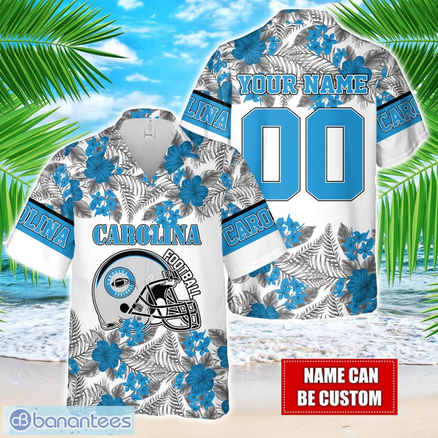 carolina team hawaiian and shorts all printed beach set for fans custom name image Carolina Team Hawaiian And Shorts All Printed Beach Set For Fans Custom Name Product Photo 1