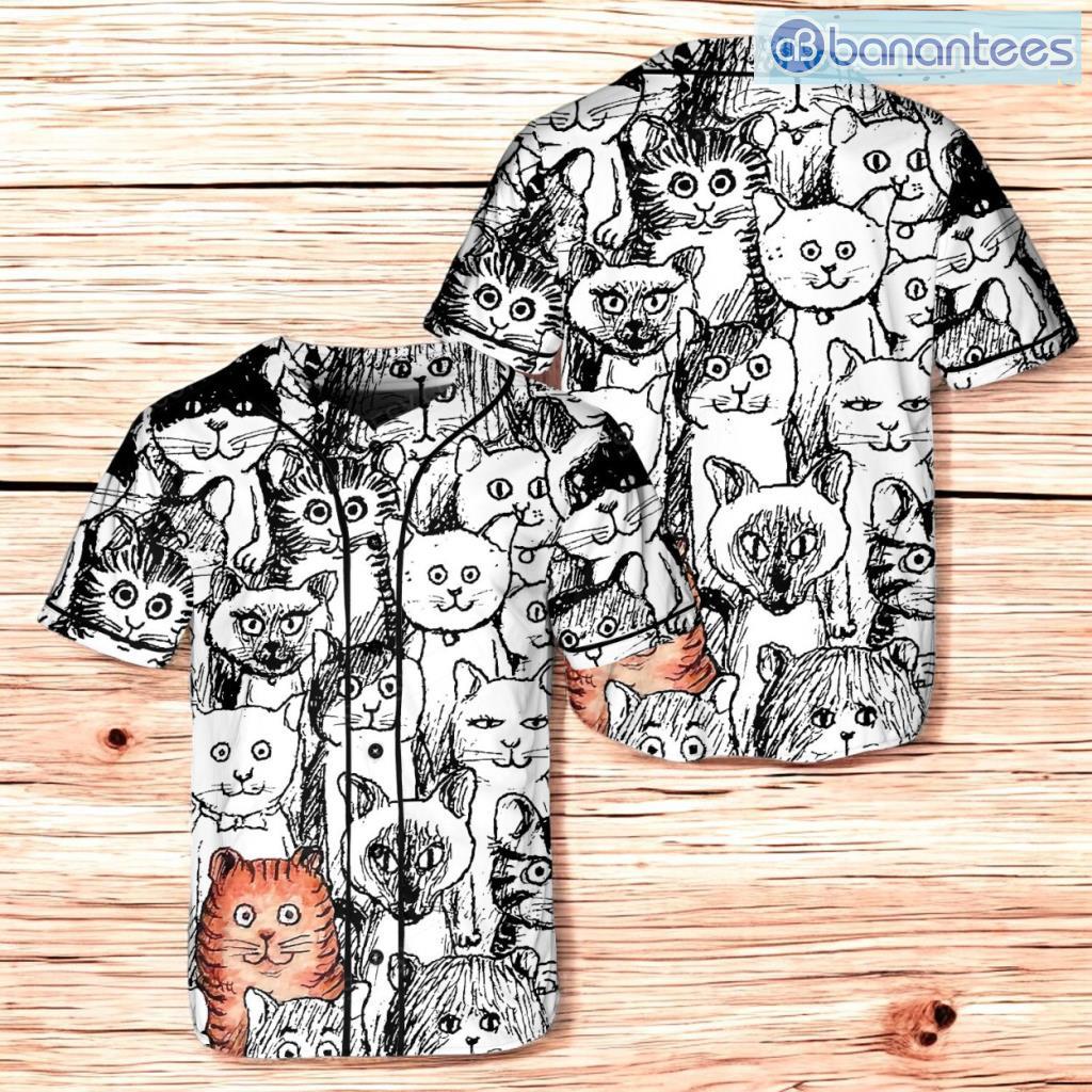 cats pattern overprint baseball jersey shirt for men and women image Cats Pattern Overprint Baseball Jersey Shirt For Men And Women Product Photo 1