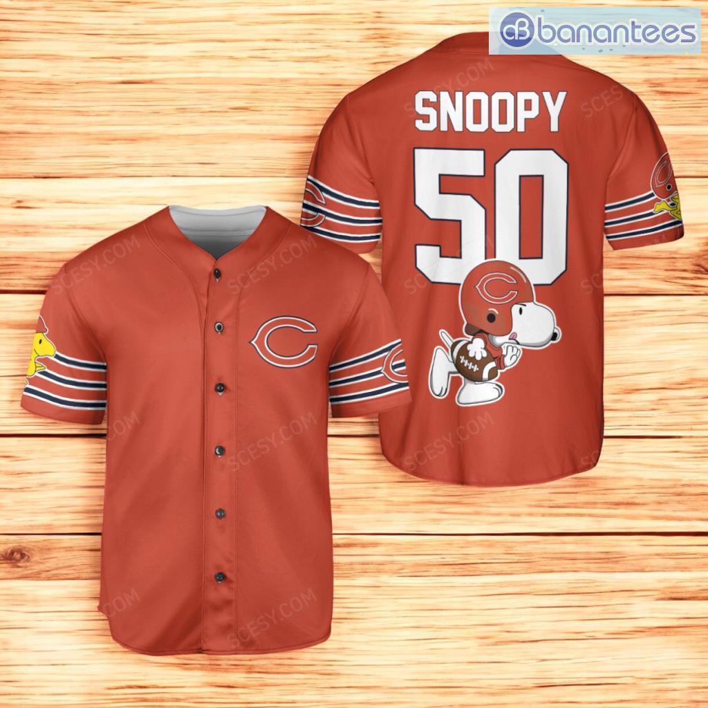 chicago bears snoopy baseball jersey shirt orange for men and women image Chicago Bears Snoopy Baseball Jersey Shirt Orange For Men And Women Product Photo 1