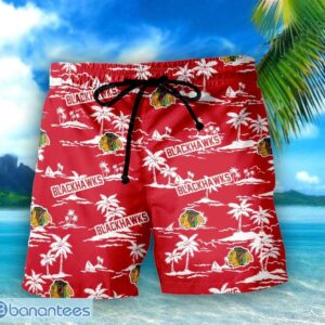 Chicago Blackhawks 3D Tropical Pattern Coconut Tree Hawaiian Shirt And Shorts Product Photo 2