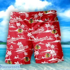 Chicago Blackhawks 3D Tropical Pattern Coconut Tree Hawaiian Shirt And Shorts Product Photo 3