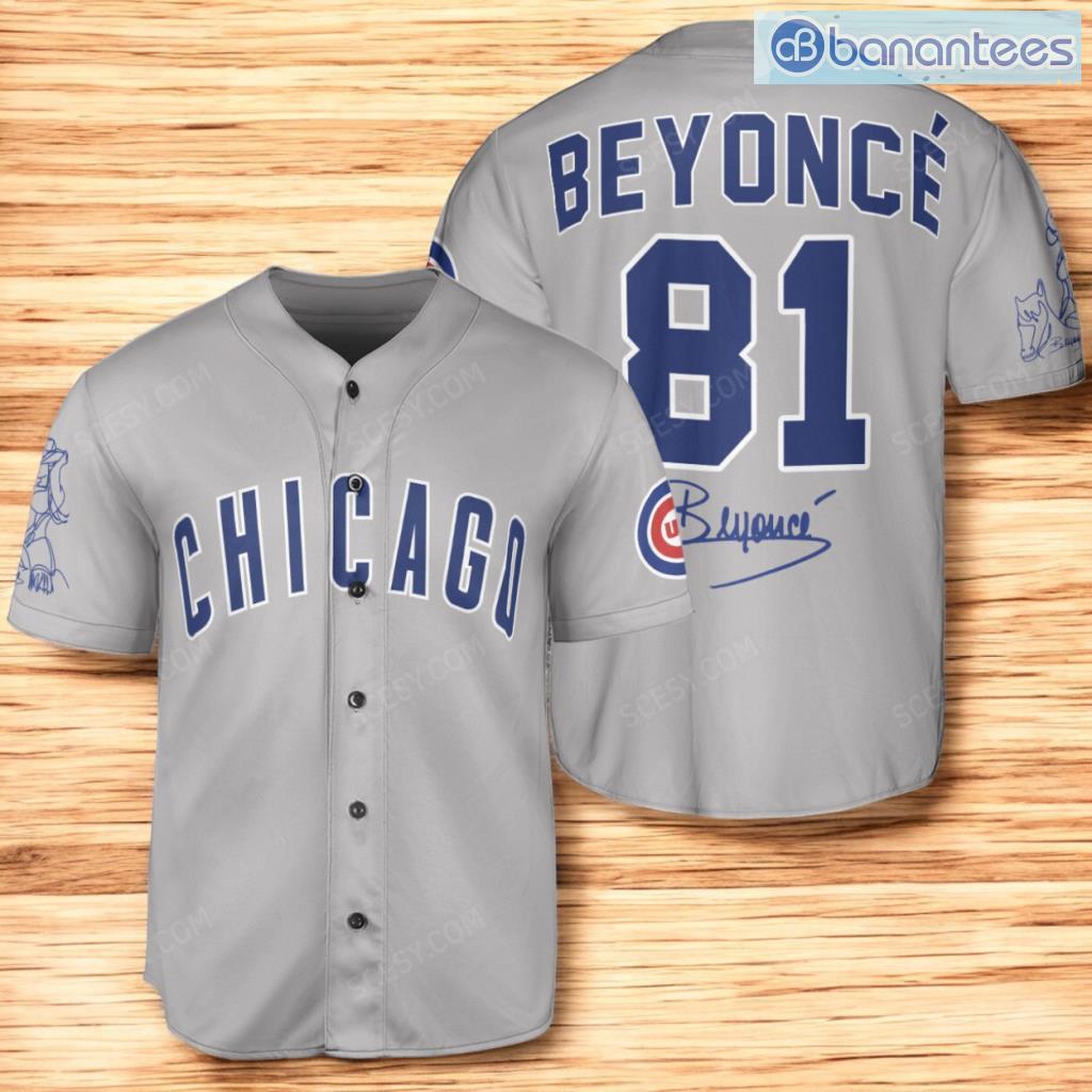 chicago cubs beyonce baseball jersey shirt gray for men and women image Chicago Cubs Beyonce Baseball Jersey Shirt Gray For Men And Women Product Photo 1