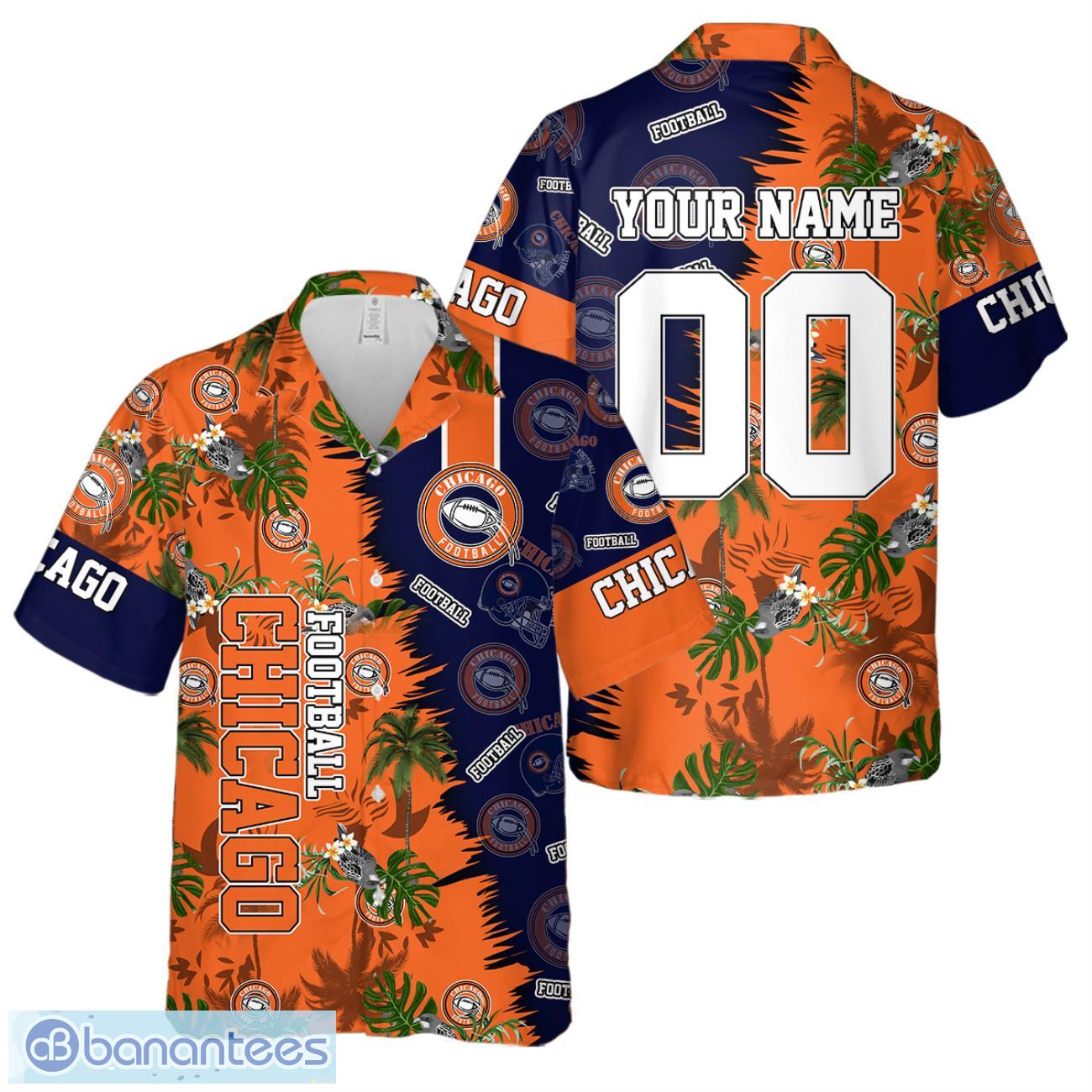 chicago football team hawaiian shirt and shorts custom name number tropical style hawaiian shirt image Chicago Football Team Hawaiian Shirt And Shorts Custom Name Number Tropical Style Hawaiian Shirt Product Photo 1