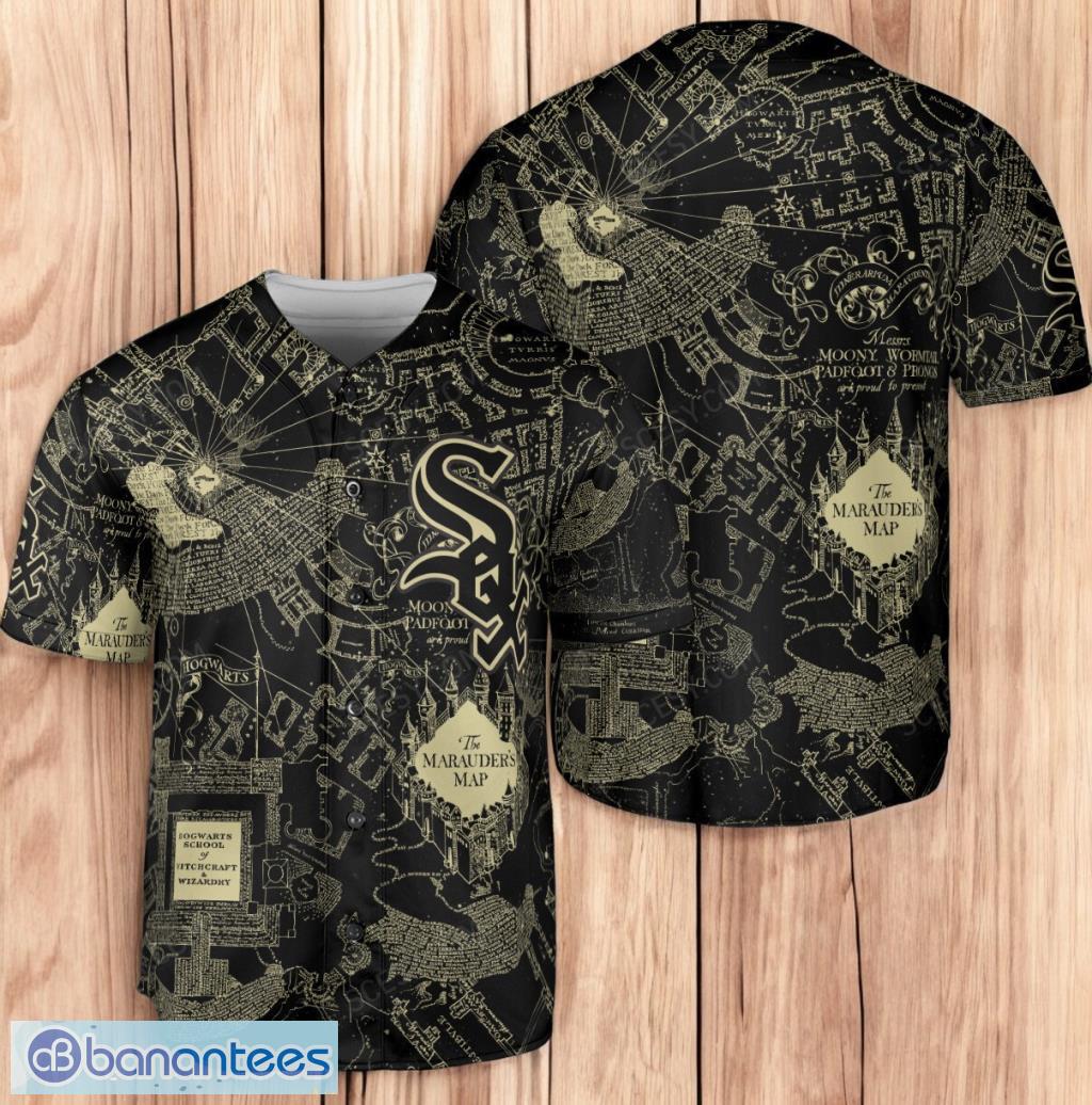 chisox marauders map baseball jersey shirt black limited edition image Chisox Marauder's Map Baseball Jersey Shirt Black Limited Edition Product Photo