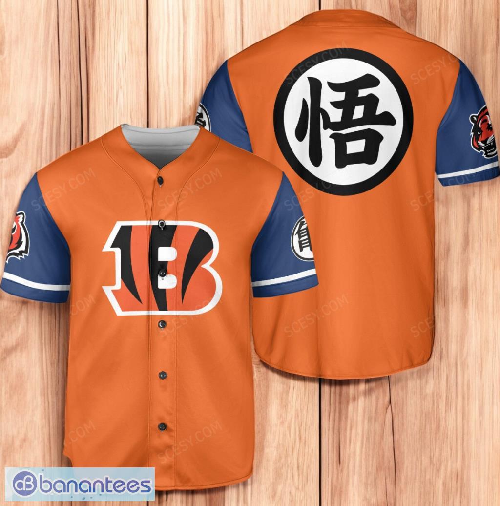 cincinnati bengals dragon ball son goku baseball jersey shirt limited edition image Cincinnati Bengals Dragon Ball Son Goku Baseball Jersey Shirt Limited Edition Product Photo 1