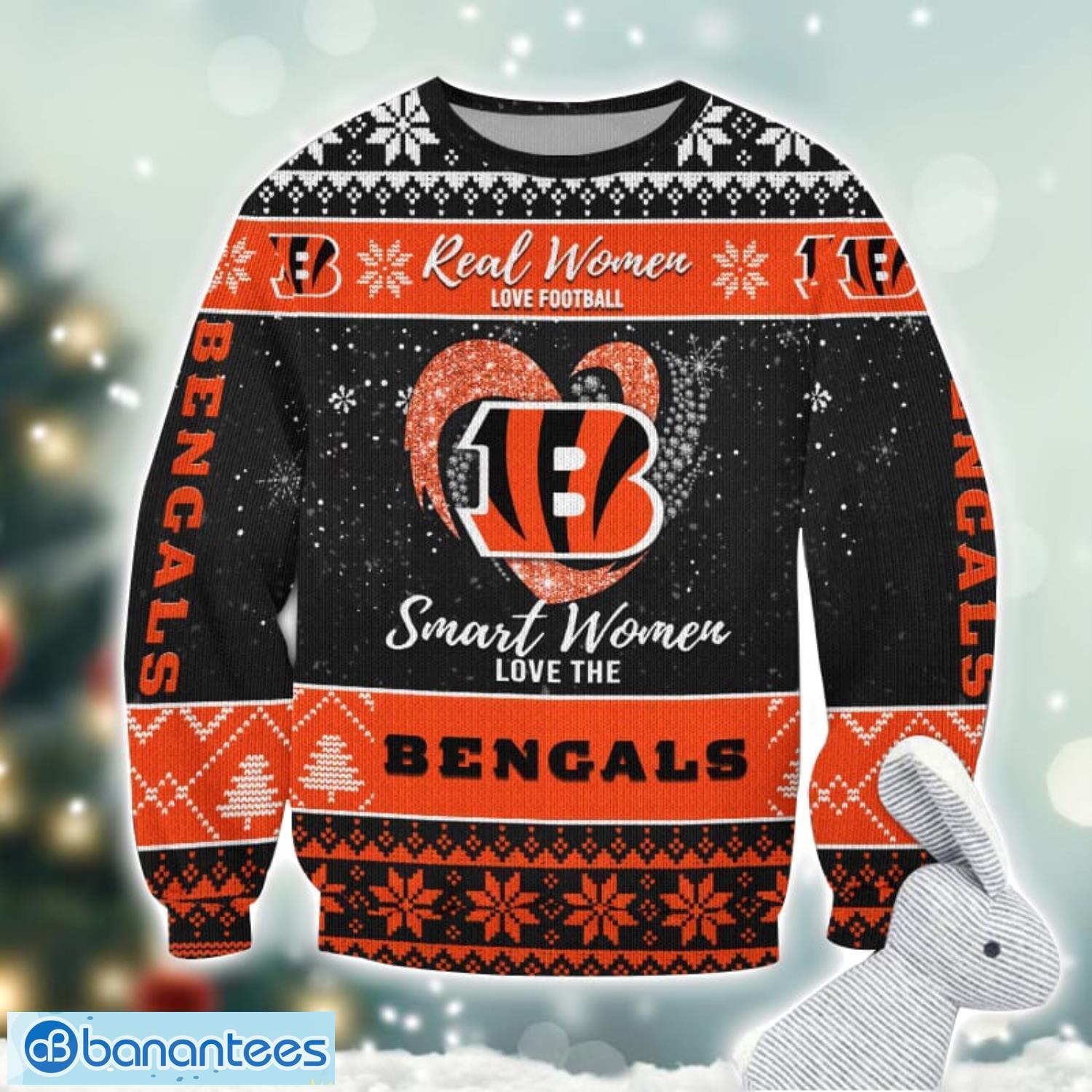 cincinnati bengals logo ugly christmas sweater for fans men and women christmas gift ideas image Cincinnati Bengals Logo Ugly Christmas Sweater For Fans Men And Women Christmas Gift Ideas Product Photo 1