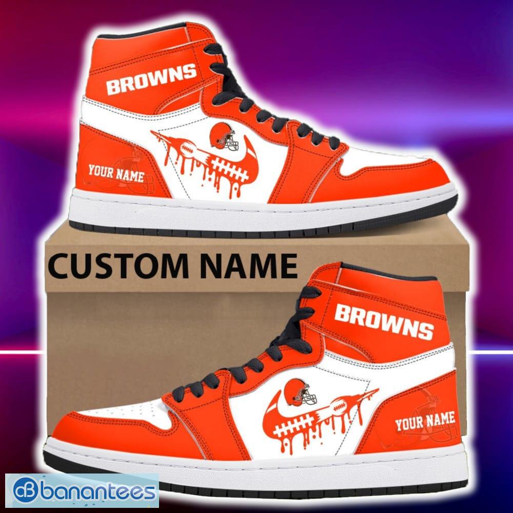 cleveland browns air jordan hightop shoes new custom name for fans gift sneaker image Cleveland Browns Air Jordan Hightop Shoes New Custom Name For Fans Gift Sneaker - Cleveland Browns Air Jordan Hightop Shoes Photo 4
