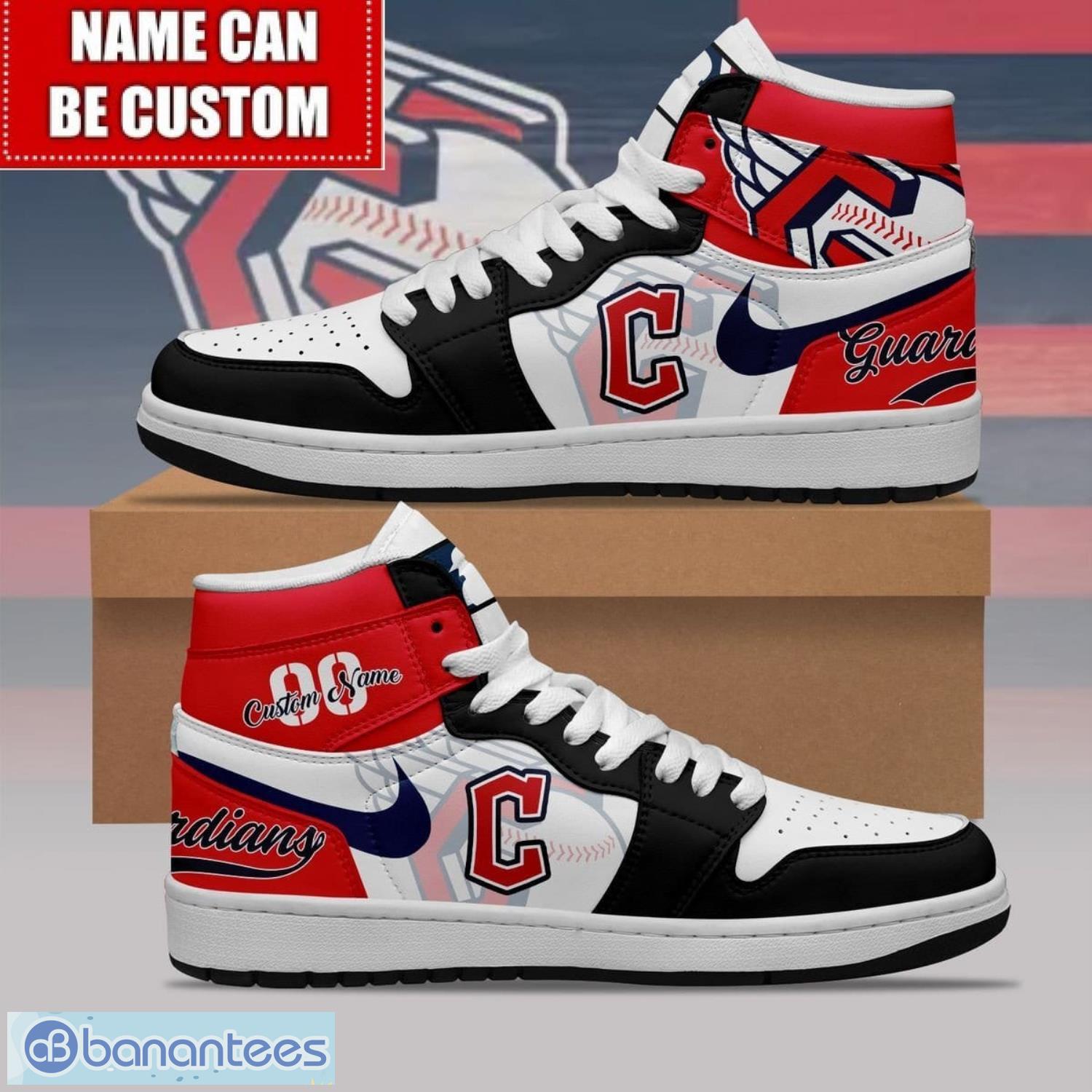 cleveland guardians custom name number limited air jordan hightop shoes jd1 sneakers image Cleveland Guardians Custom Name Number Limited Air Jordan Hightop Shoes JD1 Sneakers Product Photo 1