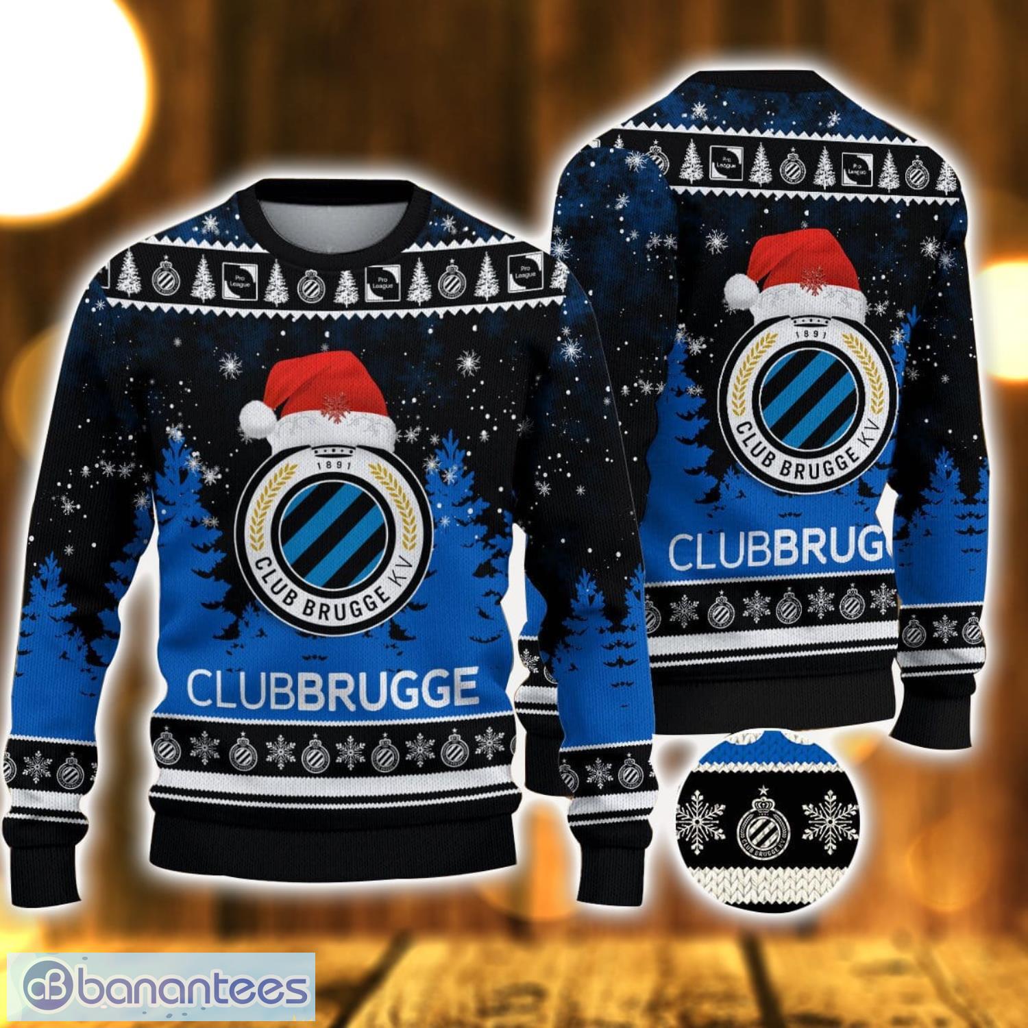 club brugge kv ugly christmas sweater holiday gift ideas for men and women image Club Brugge KV Ugly Christmas Sweater Holiday Gift Ideas For Men And Women Product Photo 1