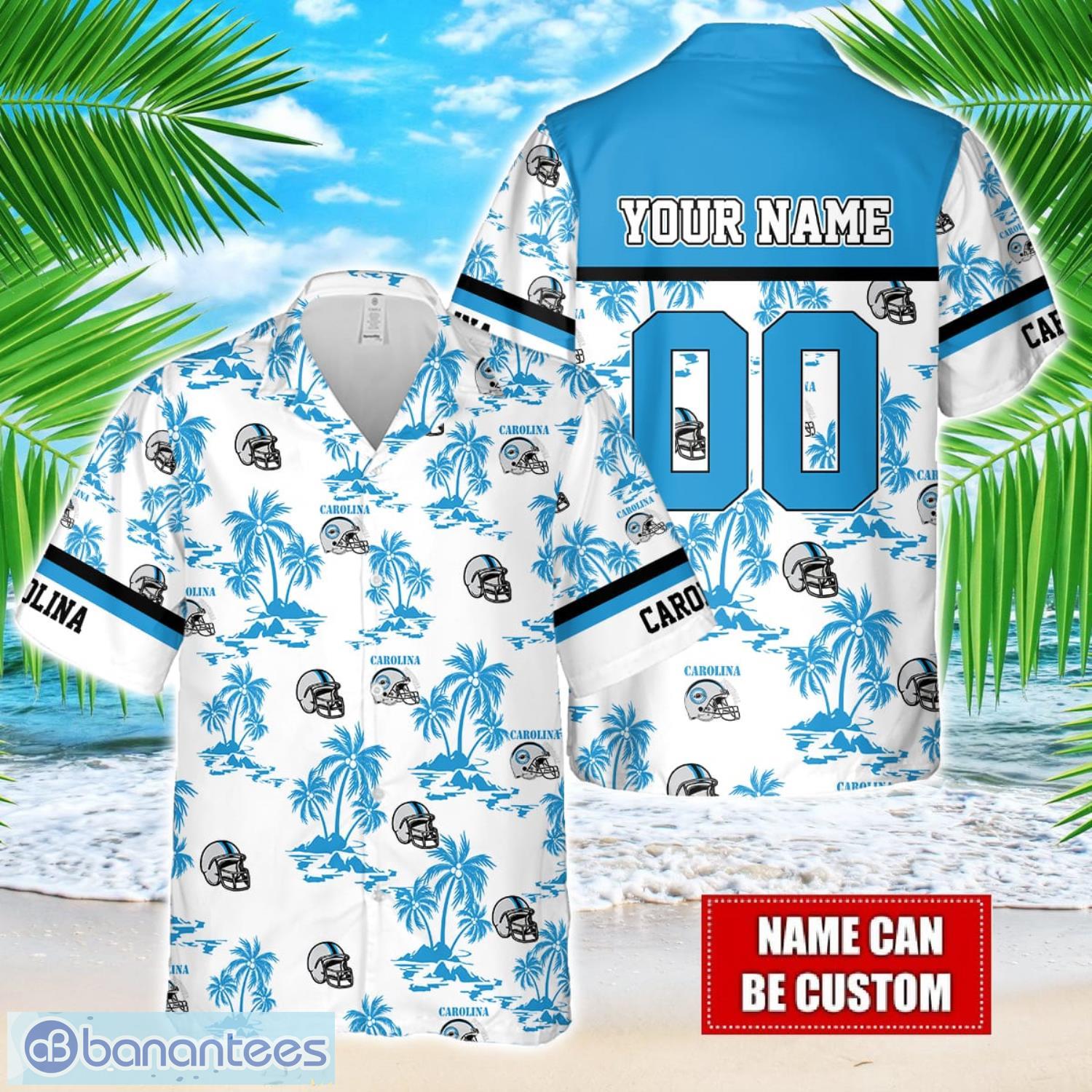 coconut design logo carolina team hawaiian and shorts all printed beach set for fans custom name image Coconut design Logo Carolina Team Hawaiian And Shorts All Printed Beach Set For Fans Custom Name Product Photo 1