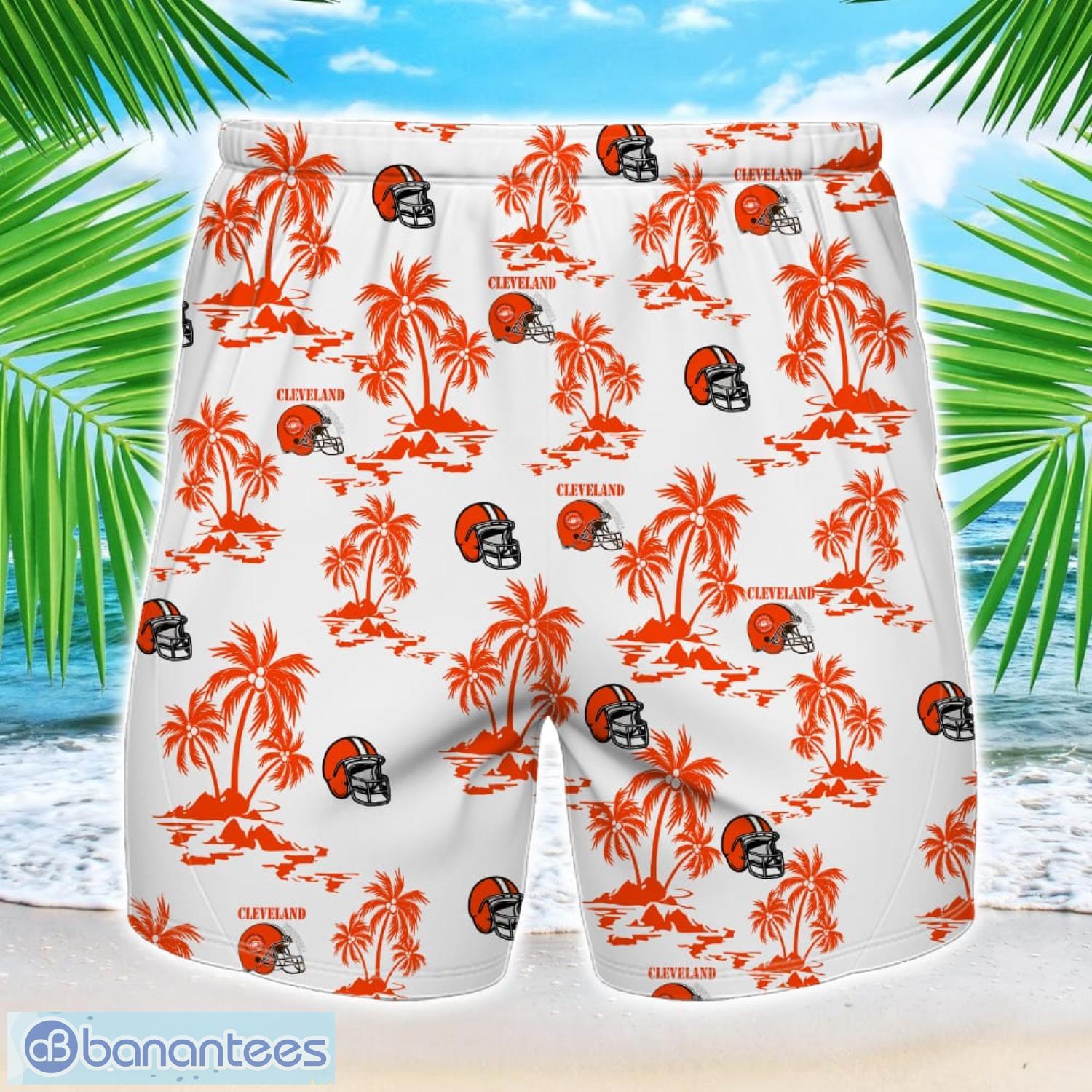 coconut design logo cleveland team hawaiian and shorts all printed beach set for fans custom name 1 image Coconut design Logo Cleveland Team Hawaiian And Shorts All Printed Beach Set For Fans Custom Name Product Photo 2