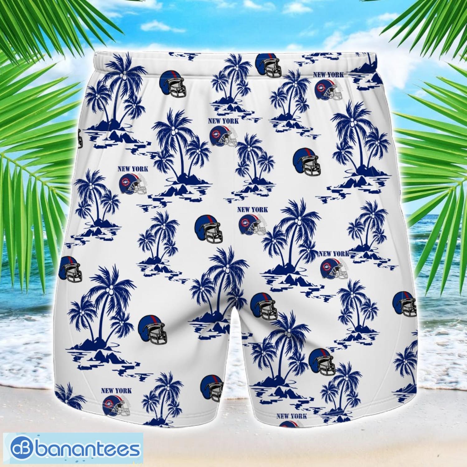 coconut design logo new york team hawaiian and shorts all printed beach set for fans custom name blue 1 image Coconut design Logo New York Team Hawaiian And Shorts All Printed Beach Set For Fans Custom Name Blue Product Photo 2