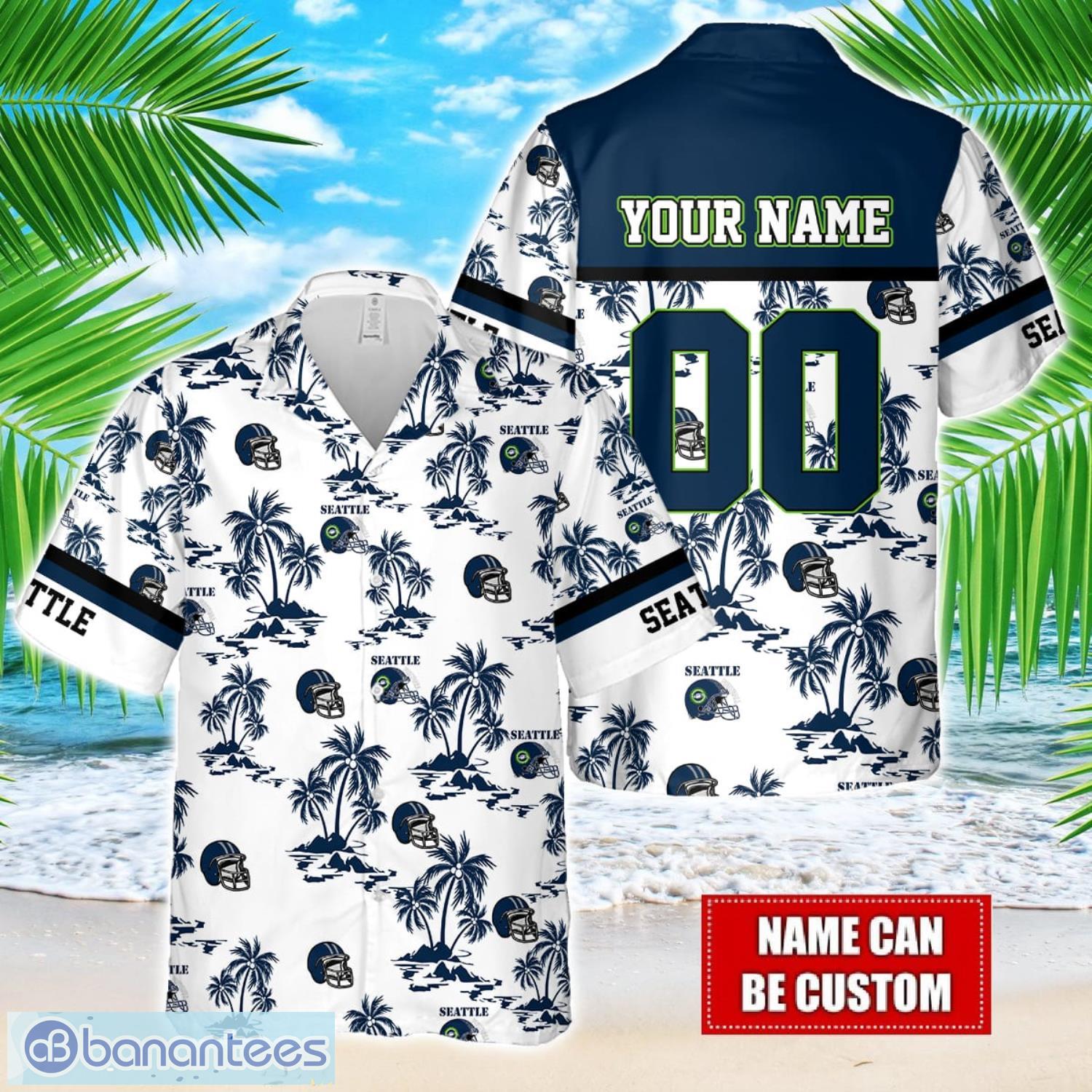 coconut design logo seattle team hawaiian and shorts all printed beach set for fans custom name image Coconut design Logo Seattle Team Hawaiian And Shorts All Printed Beach Set For Fans Custom Name Product Photo 1