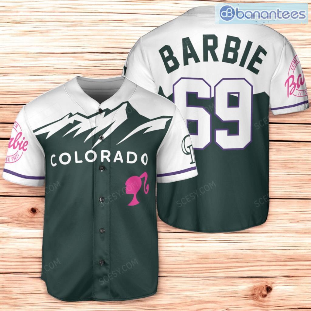 colorado rockies barbie baseball jersey shirt green for men and women image Colorado Rockies Barbie Baseball Jersey Shirt Green For Men And Women Product Photo 1