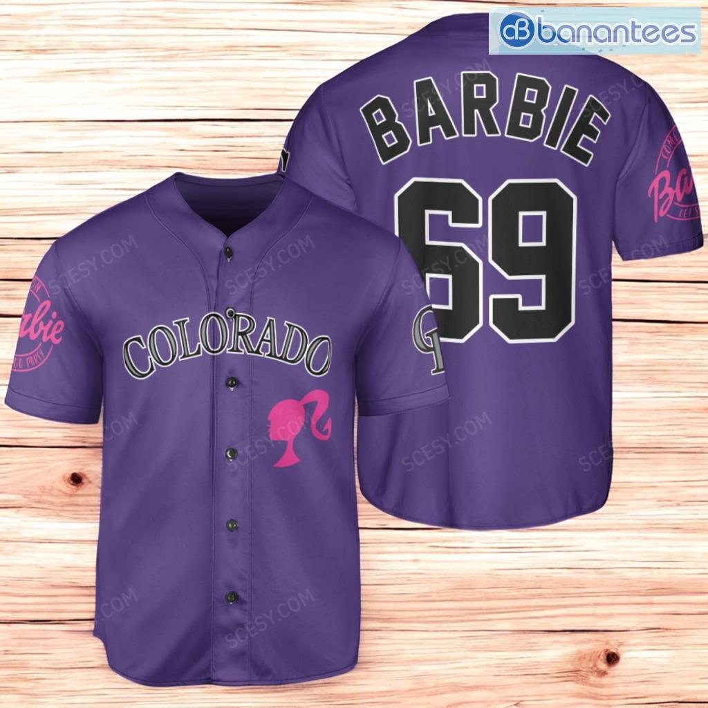 colorado rockies barbie baseball jersey shirt purple for men and women image Colorado Rockies Barbie Baseball Jersey Shirt Purple For Men And Women Product Photo 1