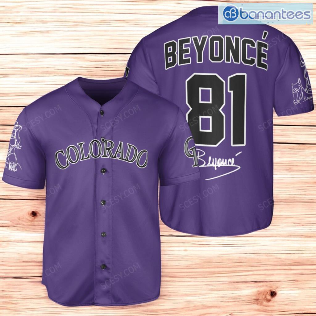 colorado rockies beyonce baseball jersey shirt purple for men and women image Colorado Rockies Beyonce Baseball Jersey Shirt Purple For Men And Women Product Photo 1
