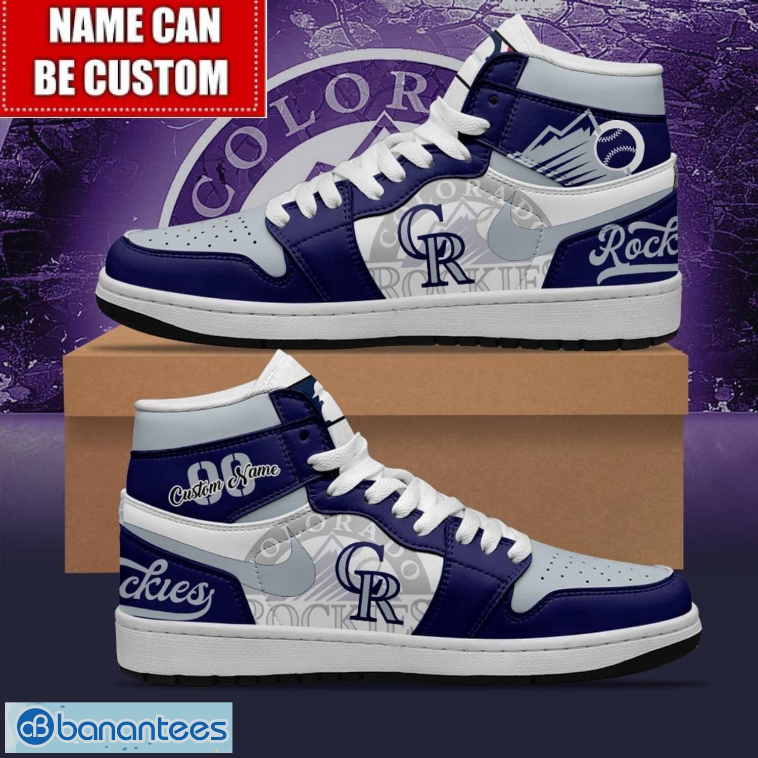 colorado rockies custom name number limited air jordan hightop shoes jd1 sneakers image Colorado Rockies Custom Name Number Limited Air Jordan Hightop Shoes JD1 Sneakers Product Photo 1