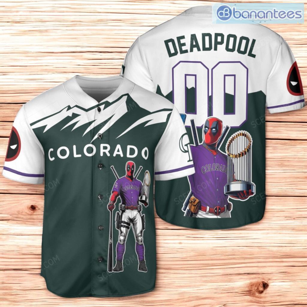 colorado rockies deadpool baseball jersey shirt green for men and women image Colorado Rockies Deadpool Baseball Jersey Shirt Green For Men And Women Product Photo 1