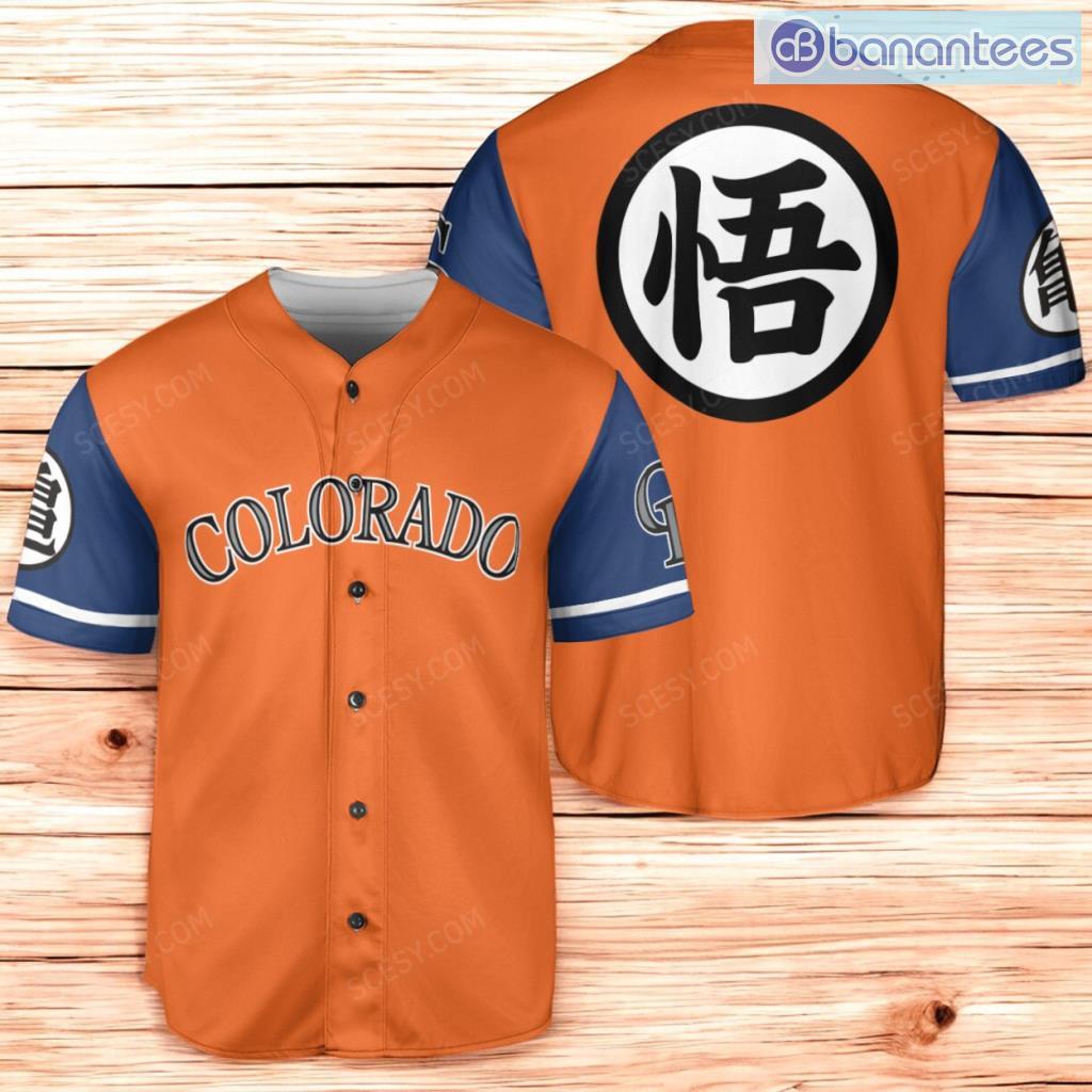 colorado rockies dragon ball son goku baseball jersey shirt for men and women image Colorado Rockies Dragon Ball Son Goku Baseball Jersey Shirt For Men And Women Product Photo 1