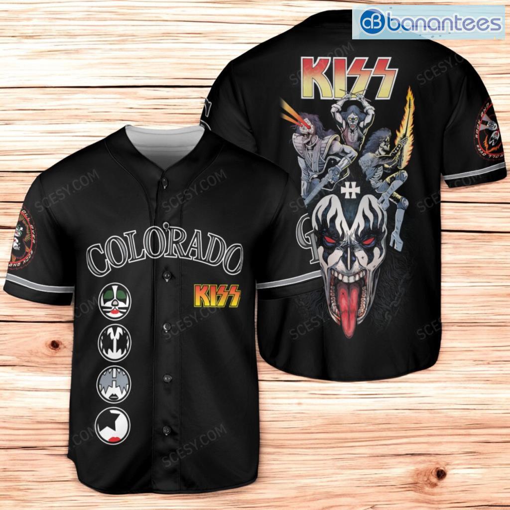 colorado rockies kiss baseball jersey shirt for men and women image Colorado Rockies KISS Baseball Jersey Shirt For Men And Women Product Photo 1