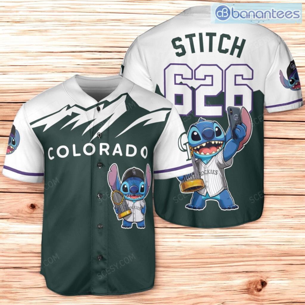 colorado rockies lilo and stitch baseball jersey shirt green for men and women image Colorado Rockies Lilo And Stitch Baseball Jersey Shirt Green For Men And Women Product Photo 1