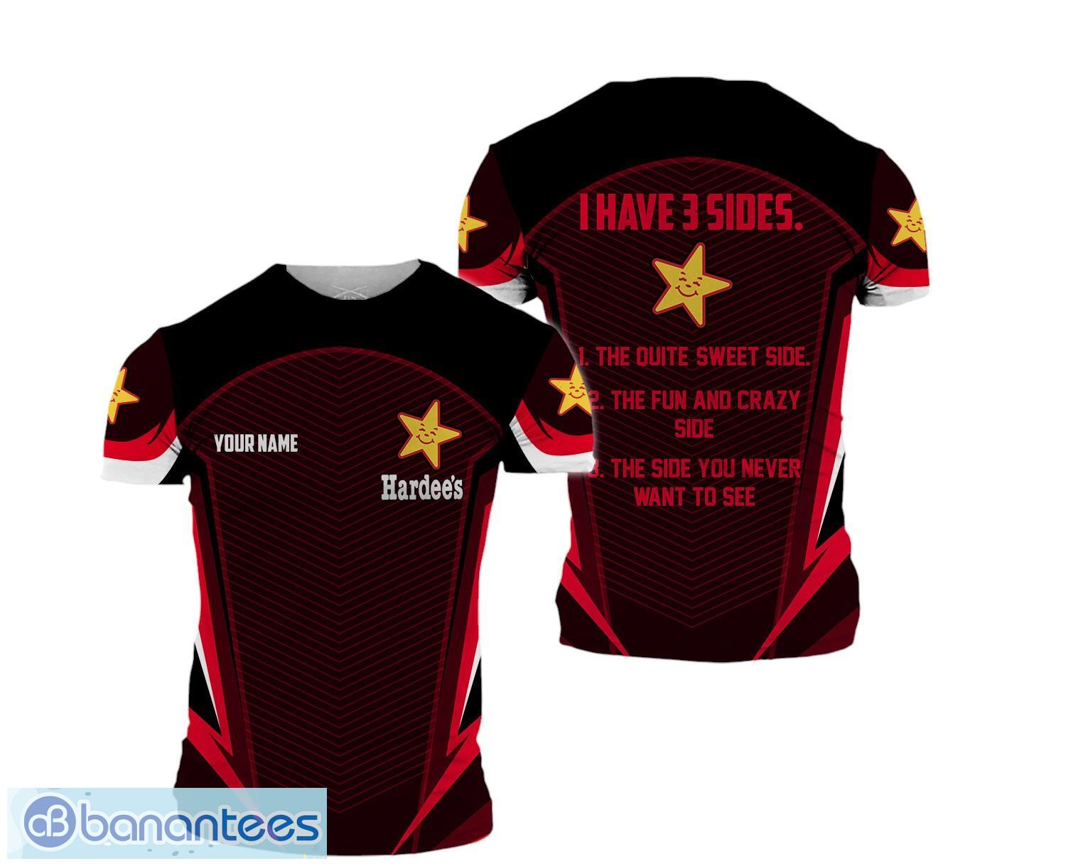 custom name love hardees 3d t shirt all printed image Custom Name Love hardee's 3D T Shirt All Printed Product Photo