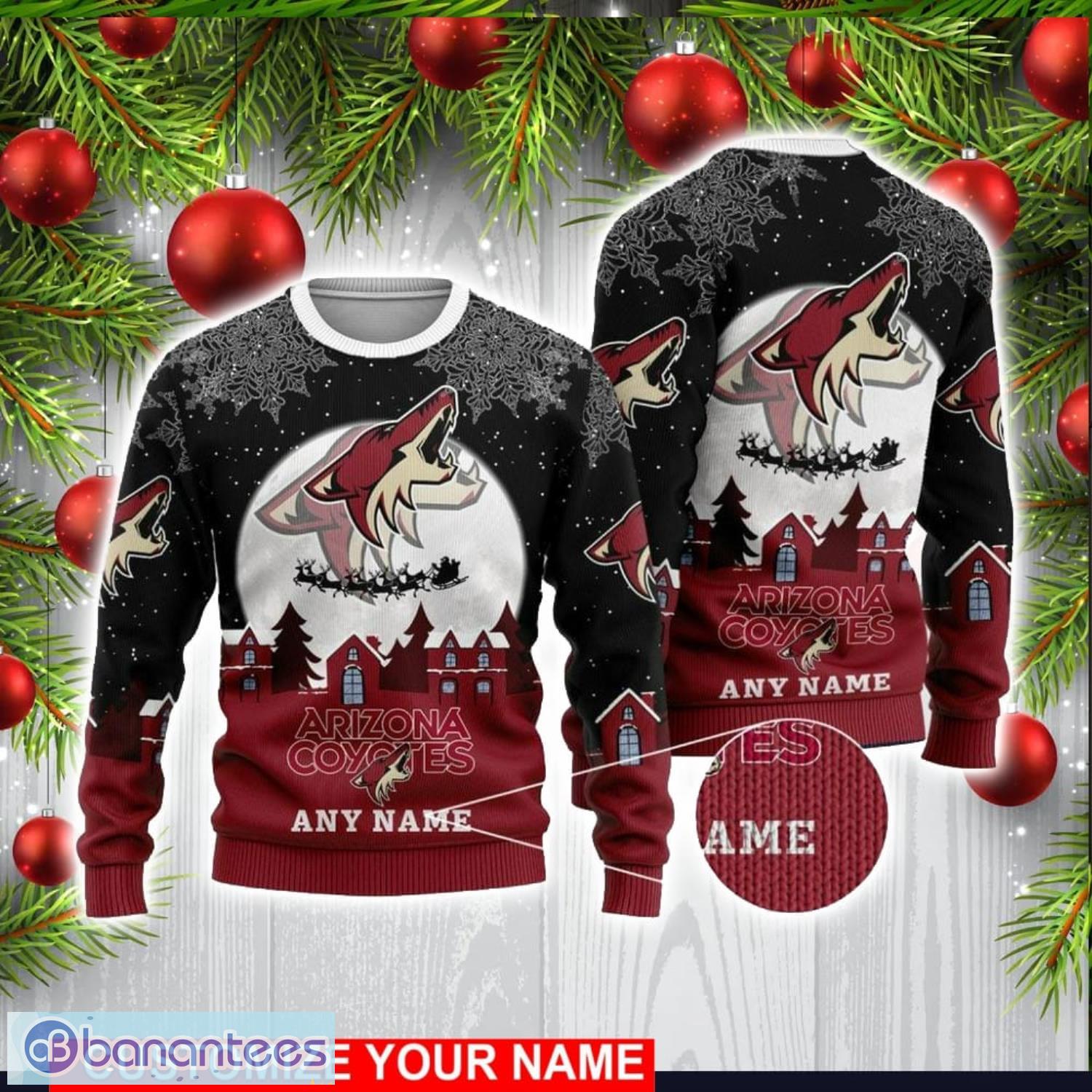 custom name nhl arizona coyotes 3d sweater christmas holiday gift image Custom Name NHL Arizona Coyotes 3D Sweater Christmas Holiday Gift Product Photo 1