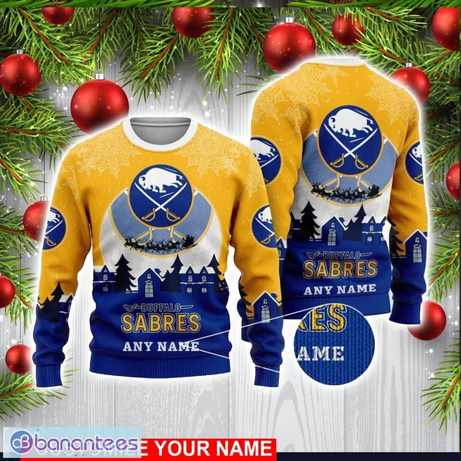 custom name nhl buffalo sabres 3d sweater christmas holiday gift image Custom Name NHL Buffalo Sabres 3D Sweater Christmas Holiday Gift Product Photo 1